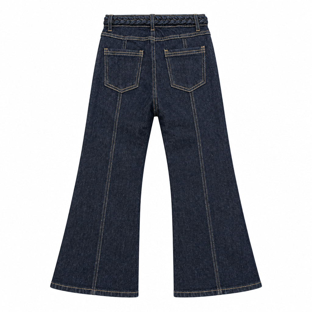 Jean fille flare bleu brut à strass Capucine