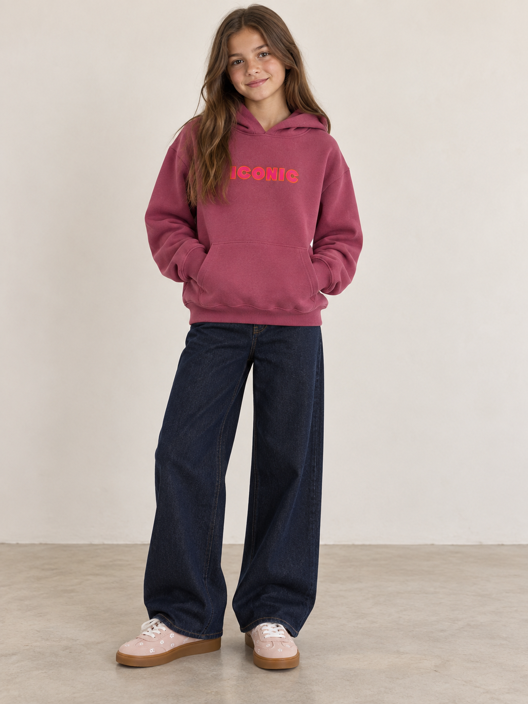 Sweat à capuche fille Myléa prune – ICONIC