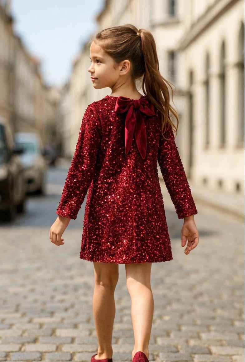 Robe de fête fille bordeaux