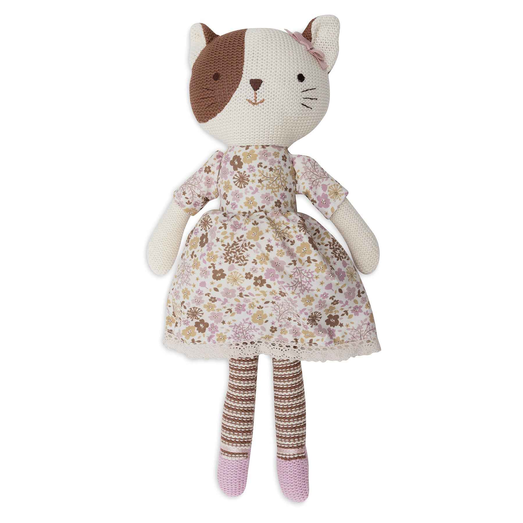 Peluche Chat en robe fleurie