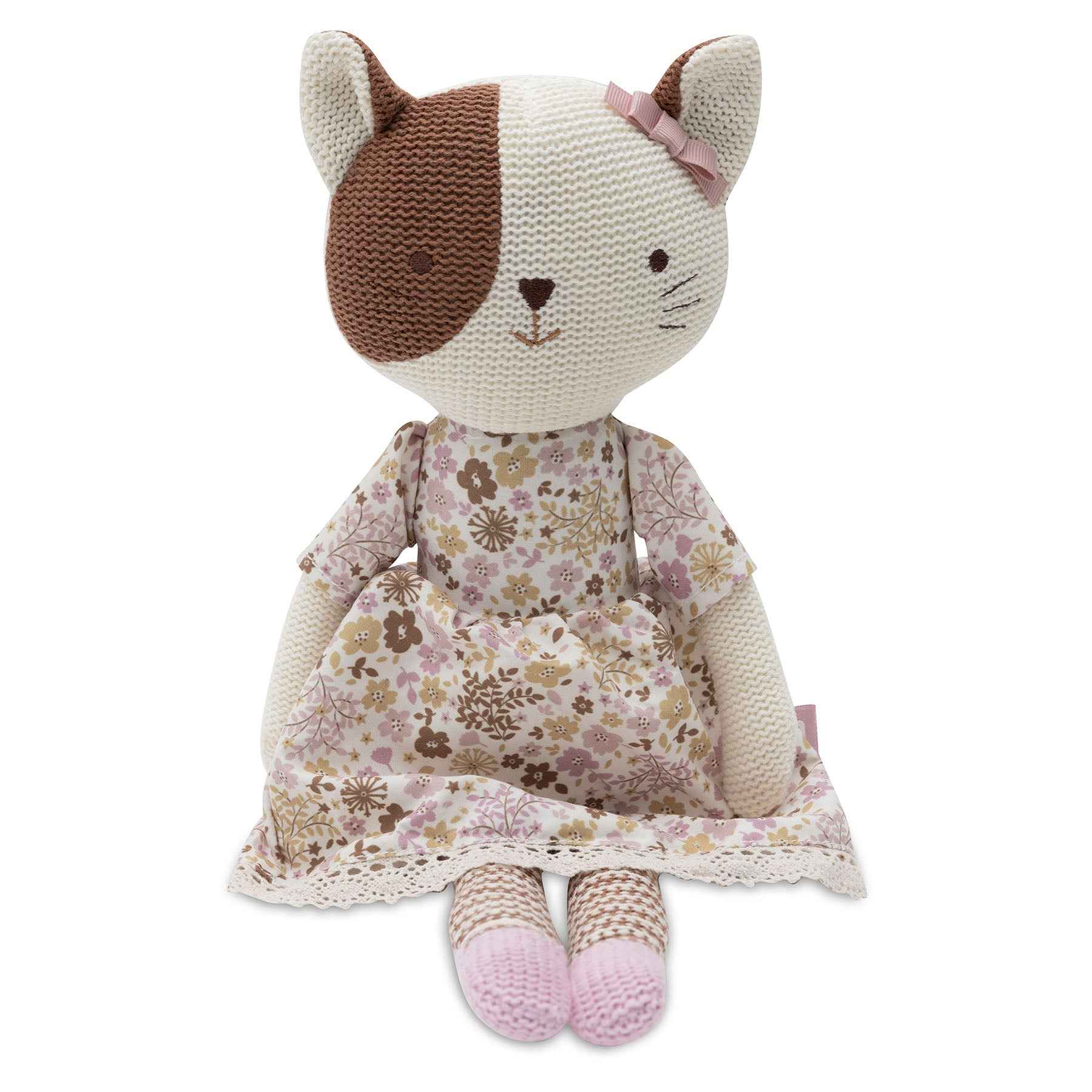 Peluche Chat en robe fleurie