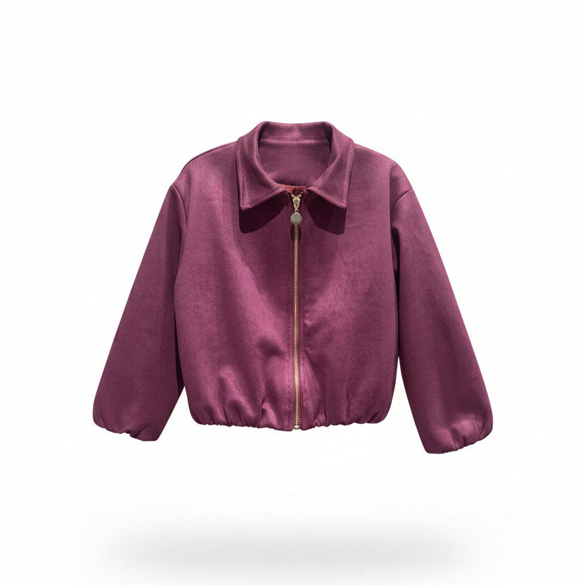 Veste fille prune effet feutrine Nolya
