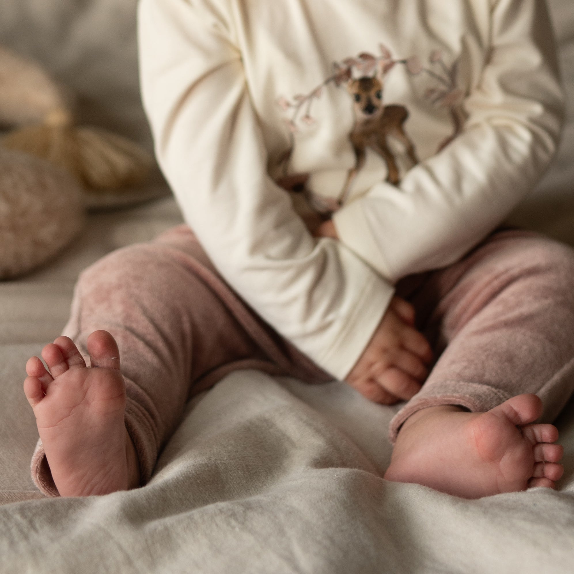 Legging bébé fille rose poudré Aveline avec nœud