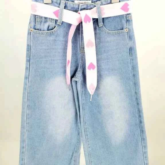 Jeans coupe large ceinture cœur