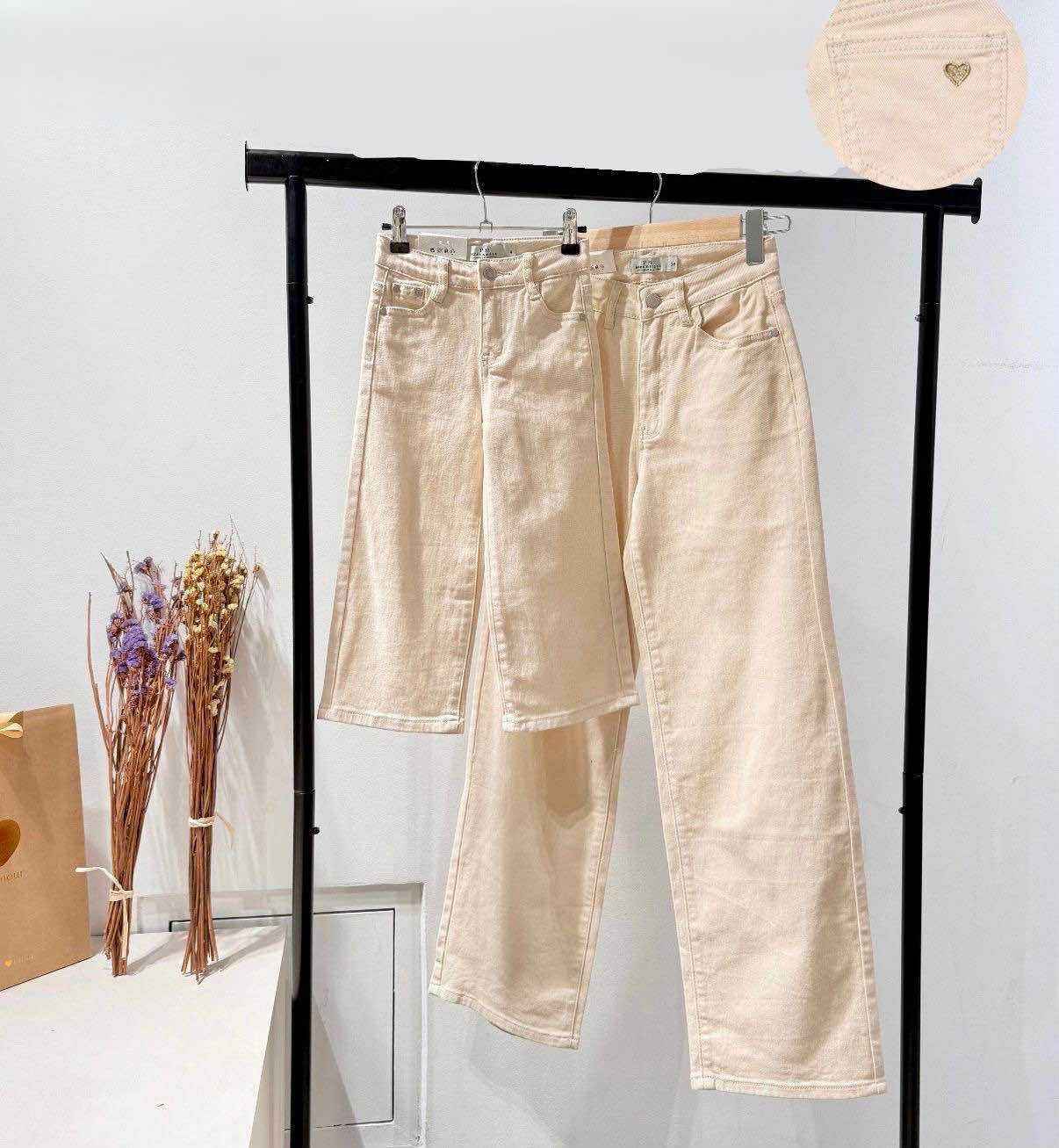Jean fille wide leg beige Maïwenn