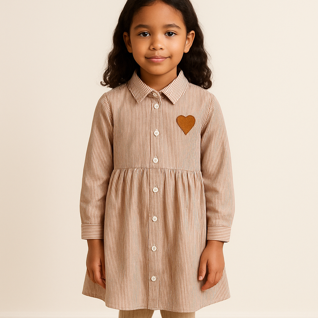 Robe chemise cœur rayée