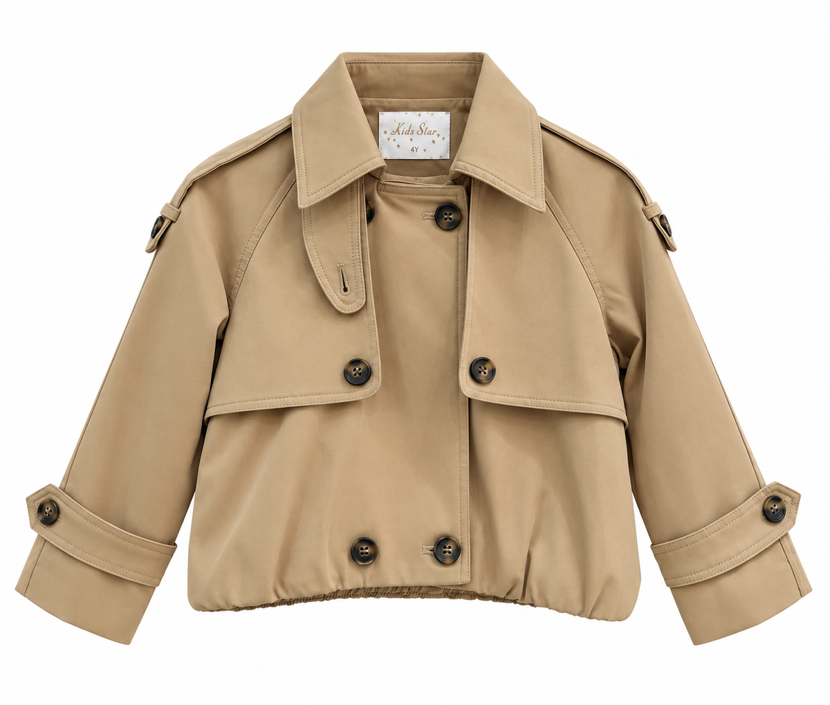 Trench court fille beige Vélyane – Veste mi-saison