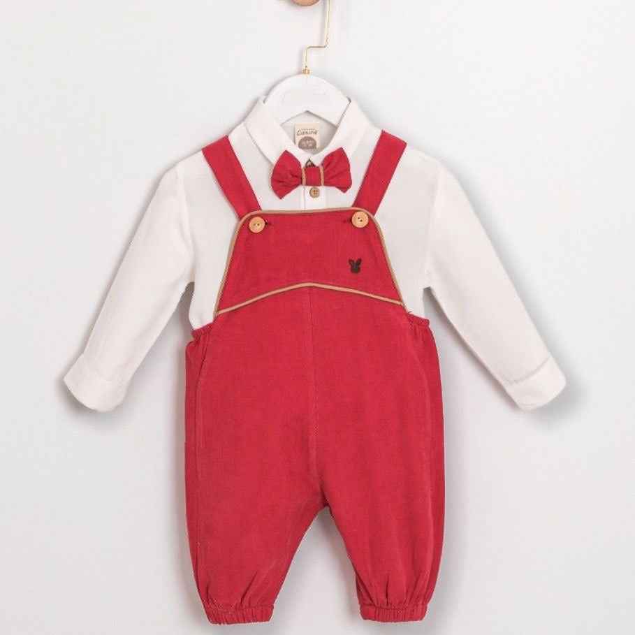 Ensemble bébé garçon salopette rouge