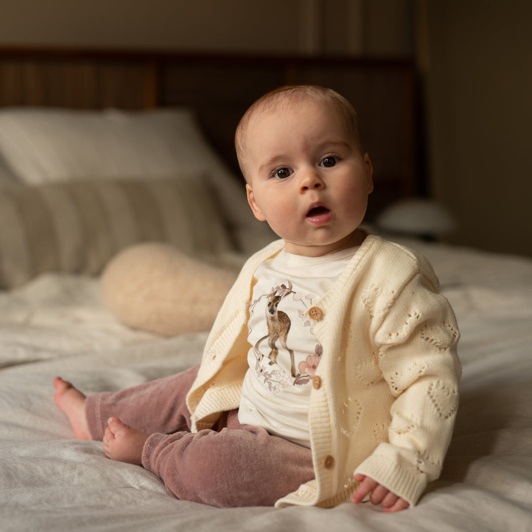 Tee-shirt bébé fille Elvire écru imprimé faon