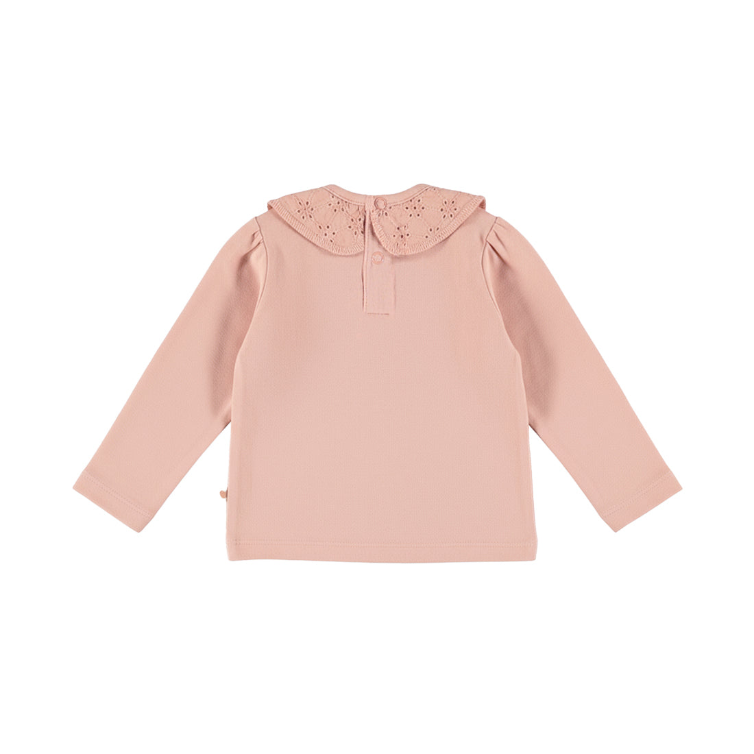 Tee-shirt bébé fille rose poudré col brodé Isaline