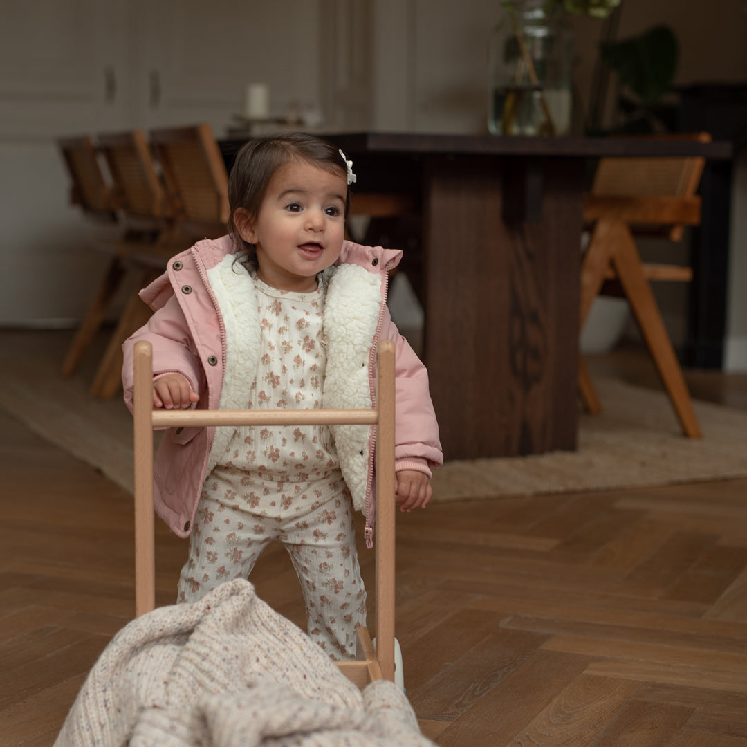 Pantalon flare bébé fille fleuri écru Maëline