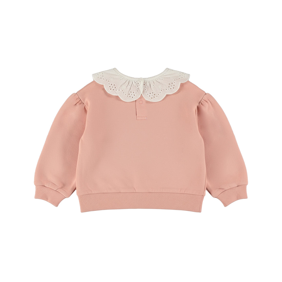 Sweat bébé fille rose poudré col brodé Isaline