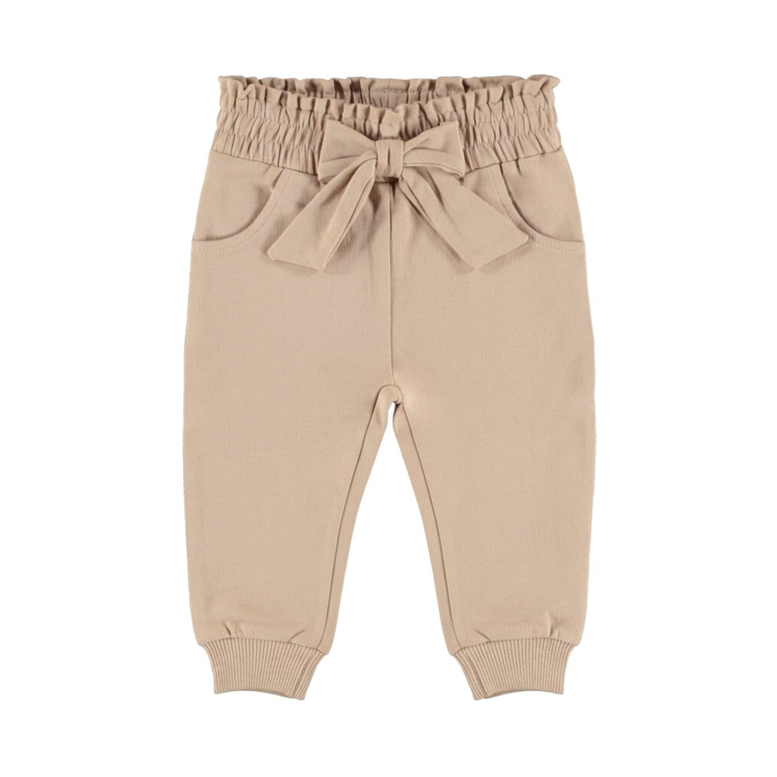 Pantalon jogging bébé fille beige à nœud Nolwenn