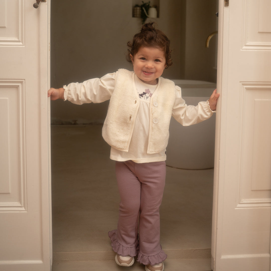 Blouse bébé fille écrue fleurs brodées Apolline