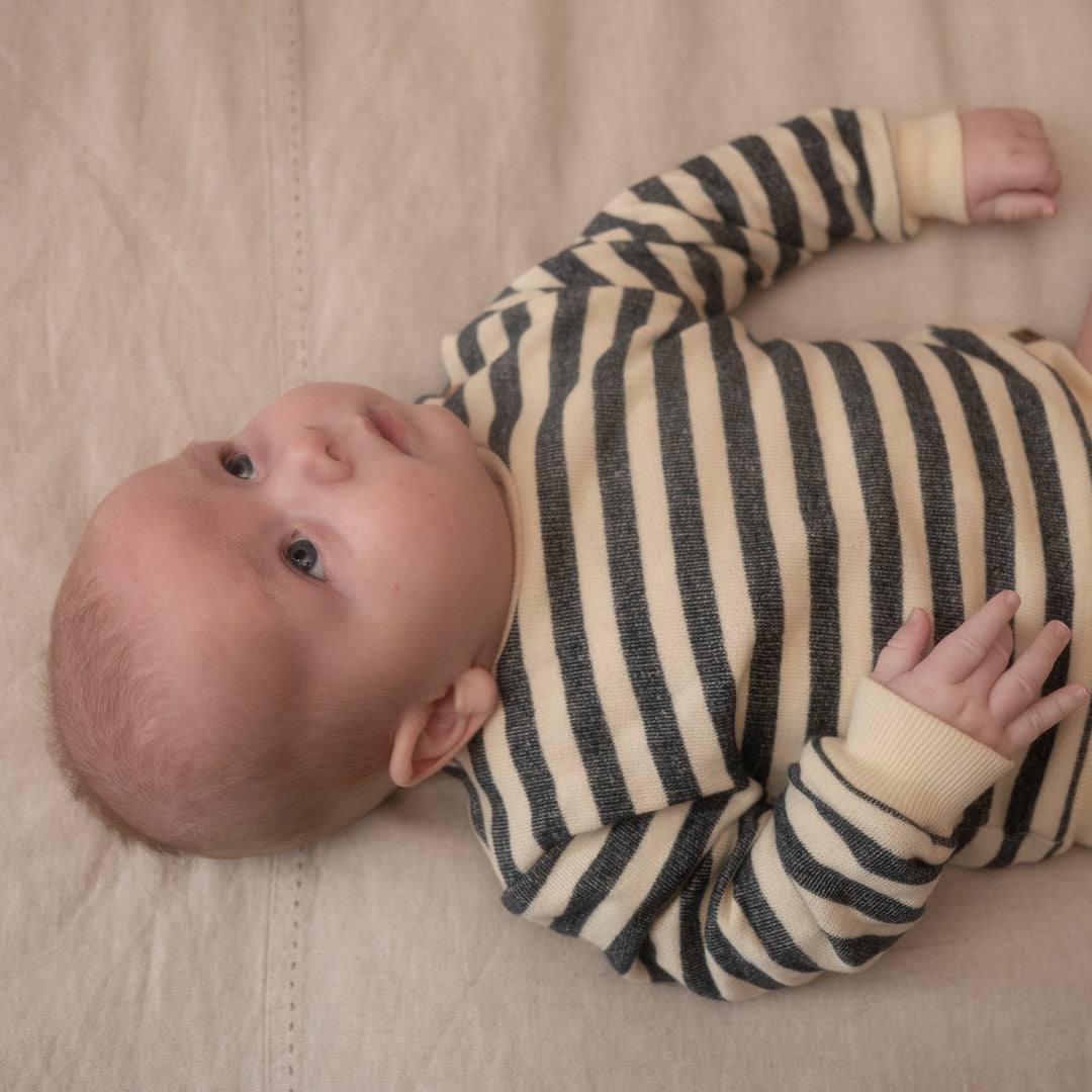 Sweat marinière bébé garçon écru et gris Naëlio