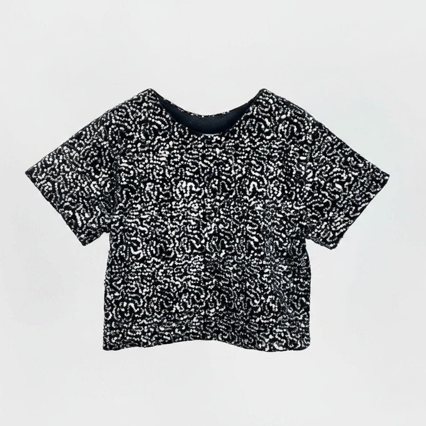 Haut fille sequins noir