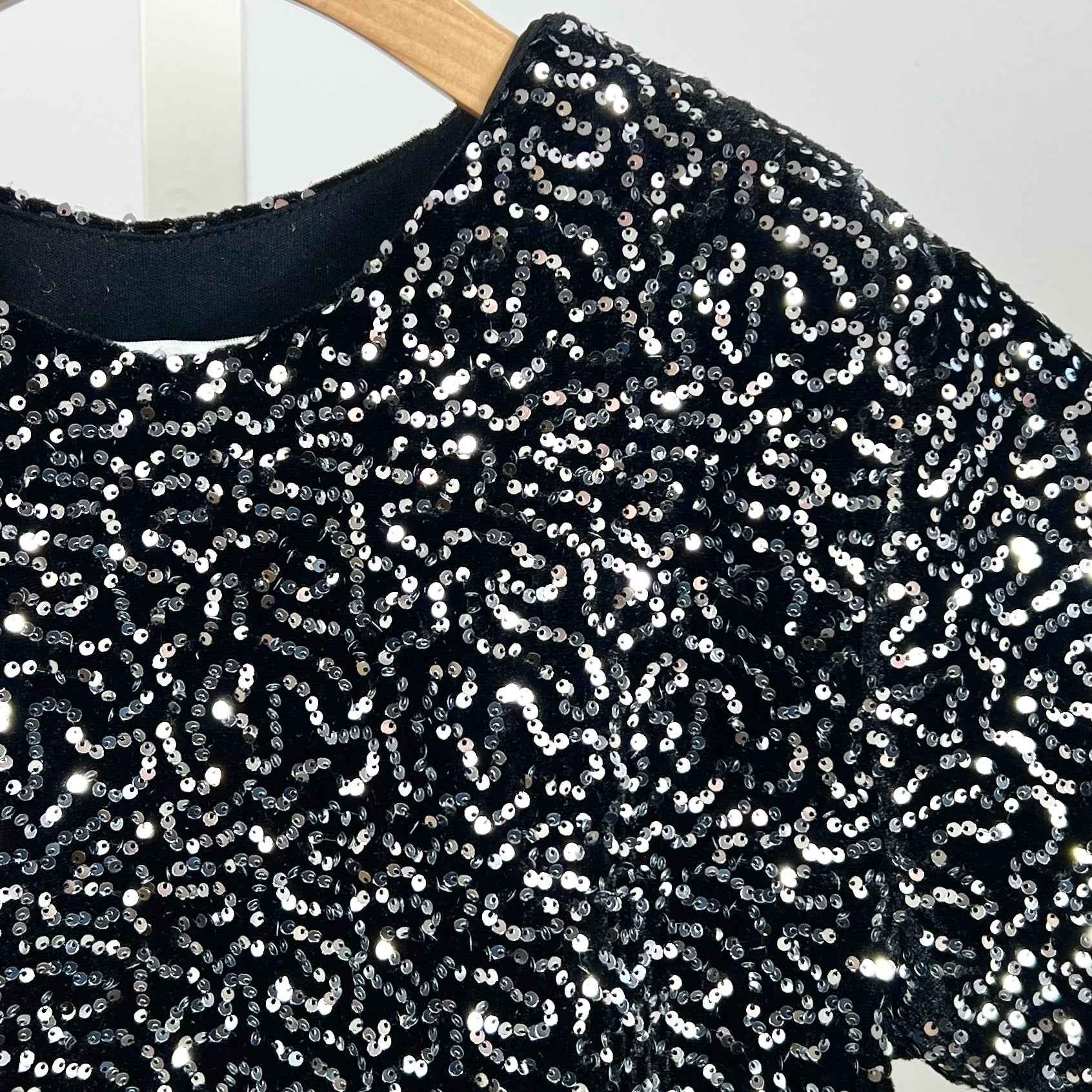 Haut fille sequins noir