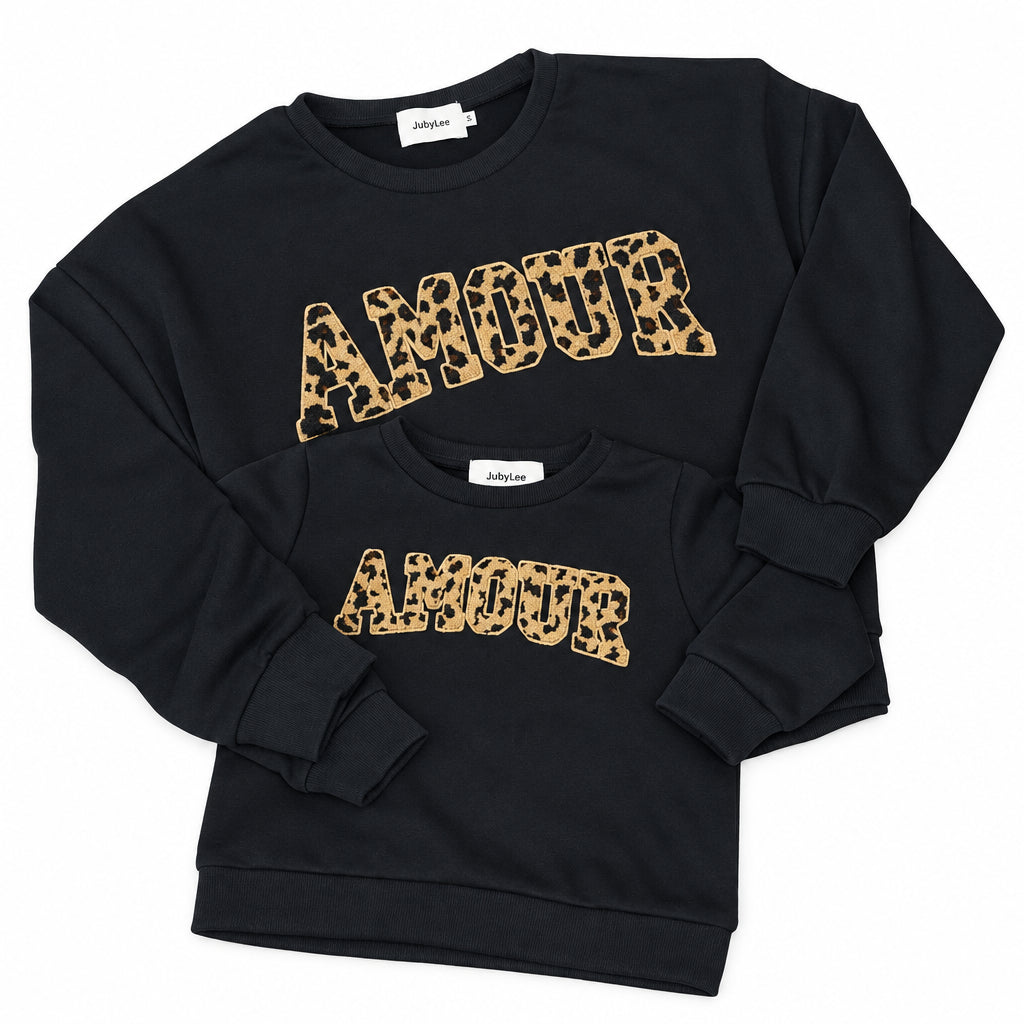 Pull fille noir AMOUR