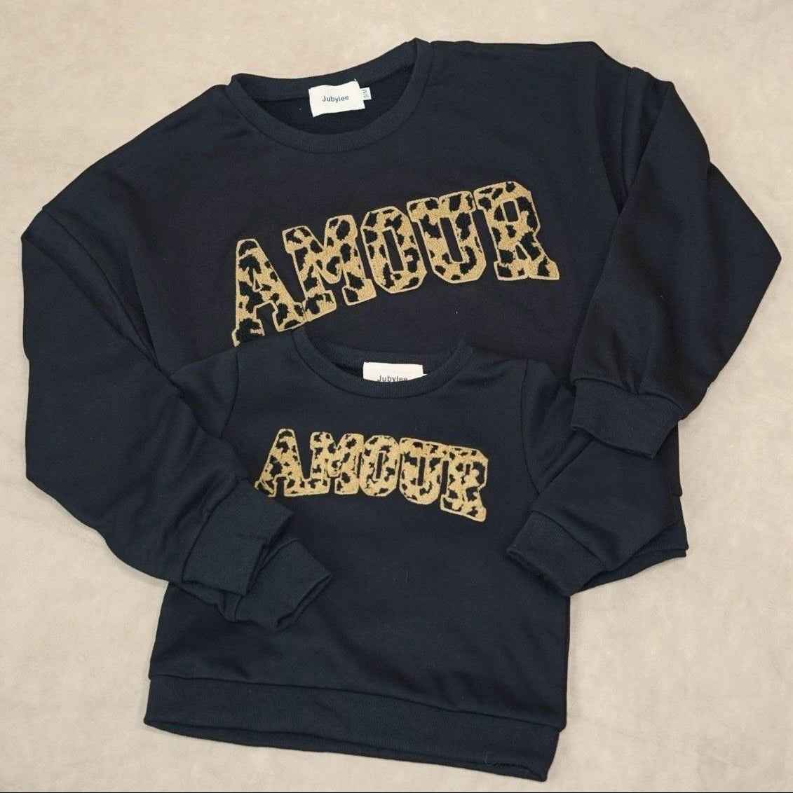 Pull fille noir AMOUR