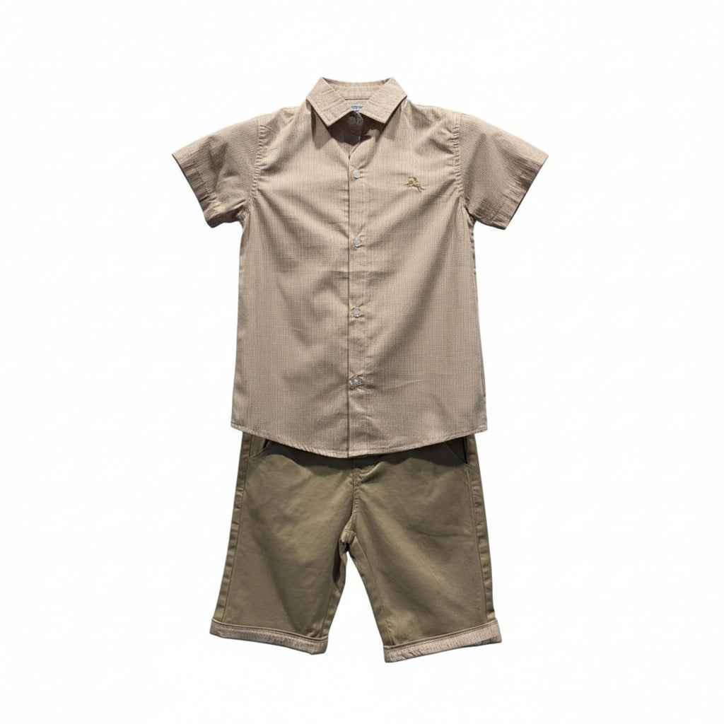 Ensemble garçon chemise & bermuda beige