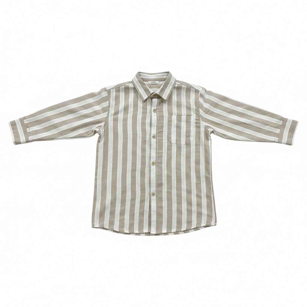 Chemise Léo – Rayures beige & écru