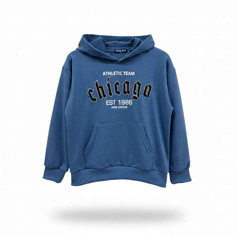 Sweat à capuche Ethan – Bleu Chicago