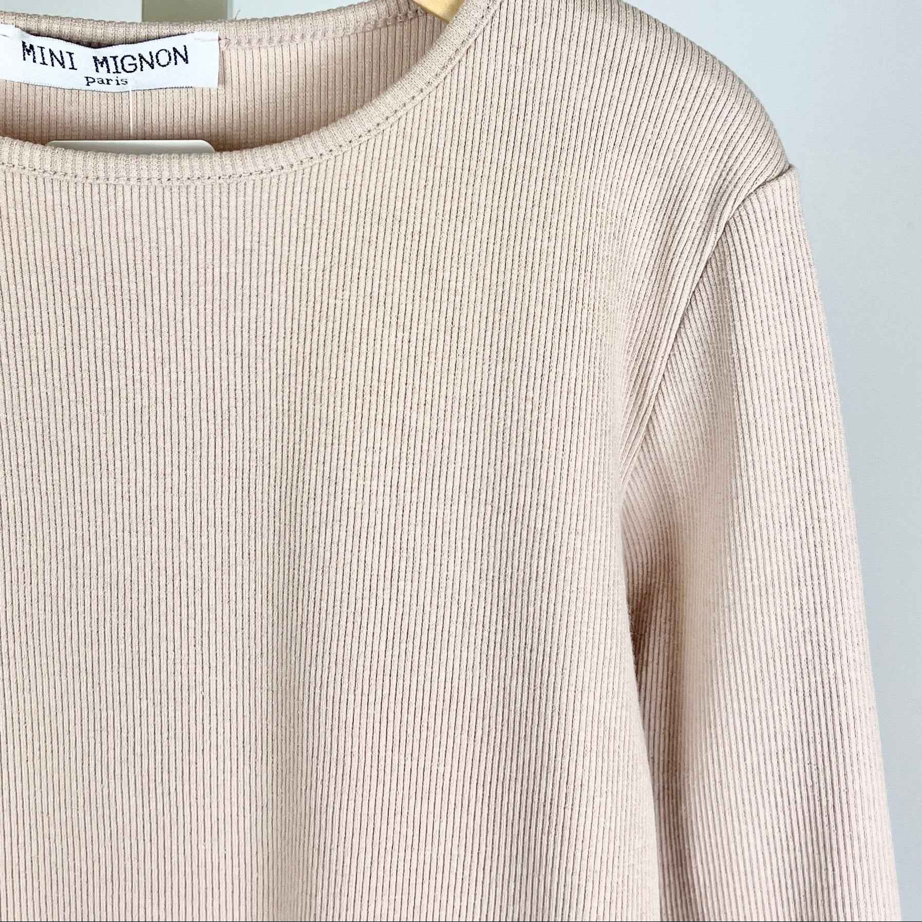 T-shirt côtelé Emma – Beige poudré