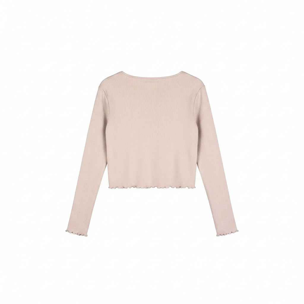 T-shirt côtelé Emma – Beige poudré