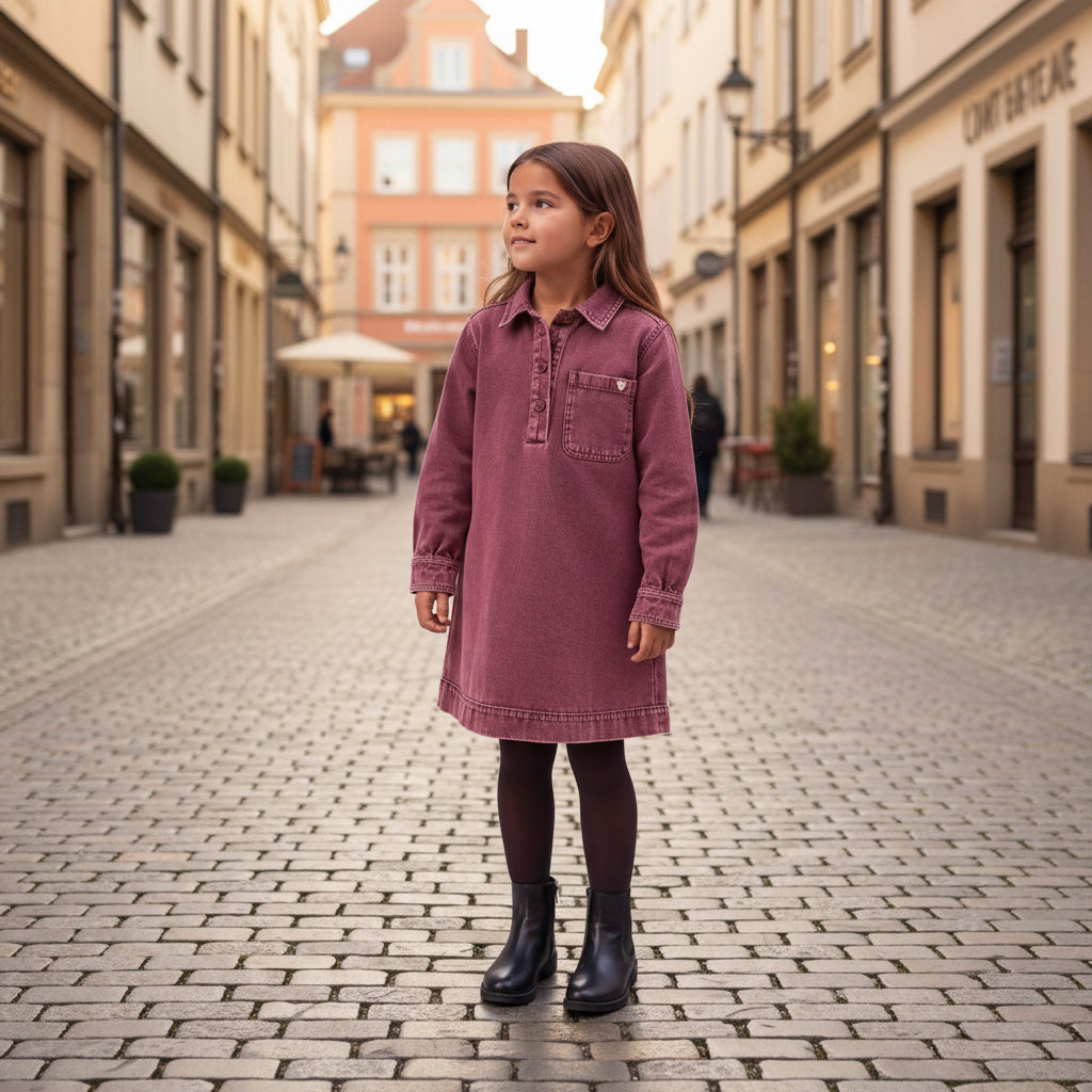 Robe chemise fille en jean Eulalie