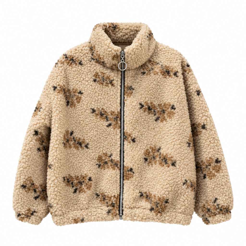 Veste Lison – Teddy beige imprimé fille