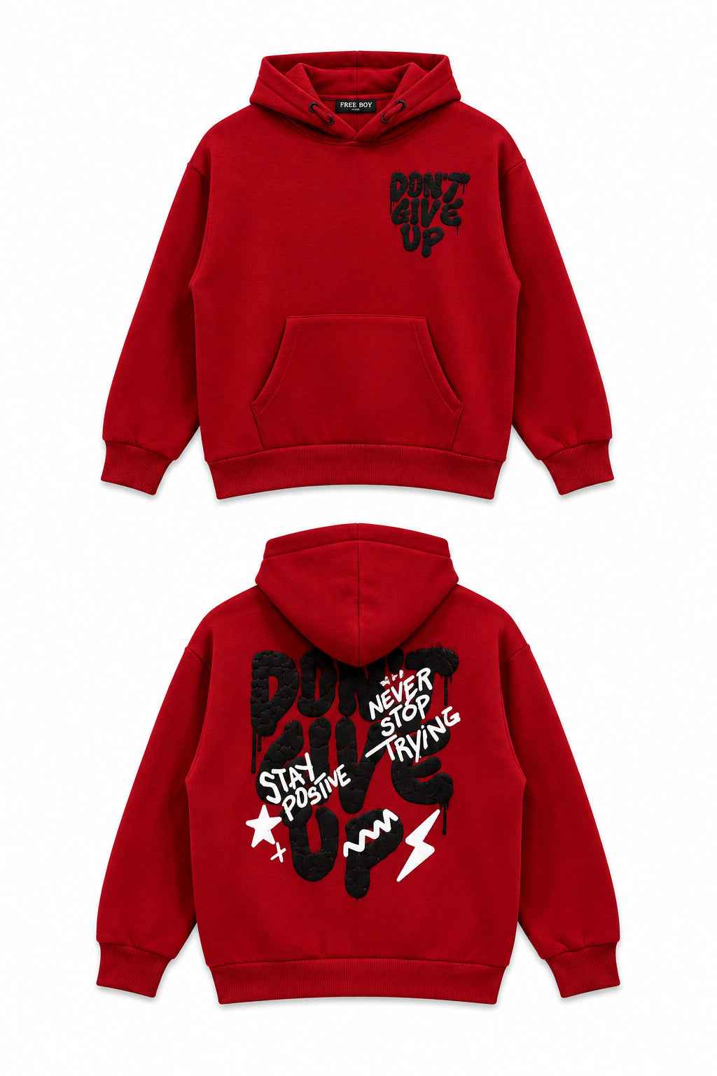 Sweat à capuche garçon Zayden rouge – imprimé graffiti