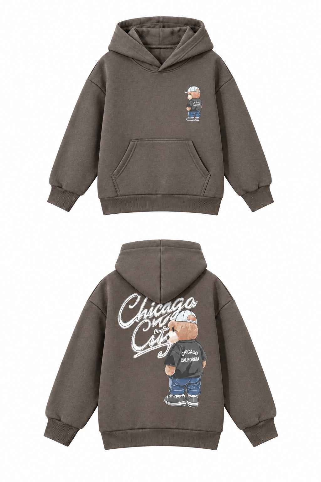 Sweat à capuche garçon Kelyo taupe – Chicago Teddy