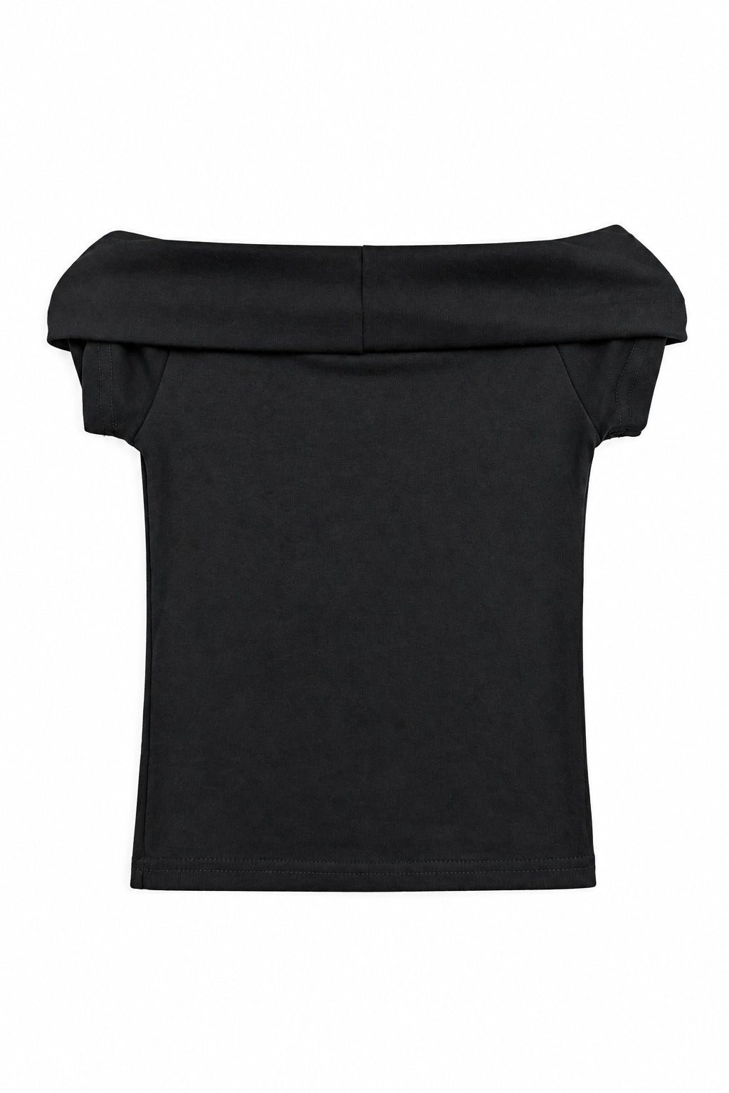 T-shirt noir épaules dégagées étoiles strass
