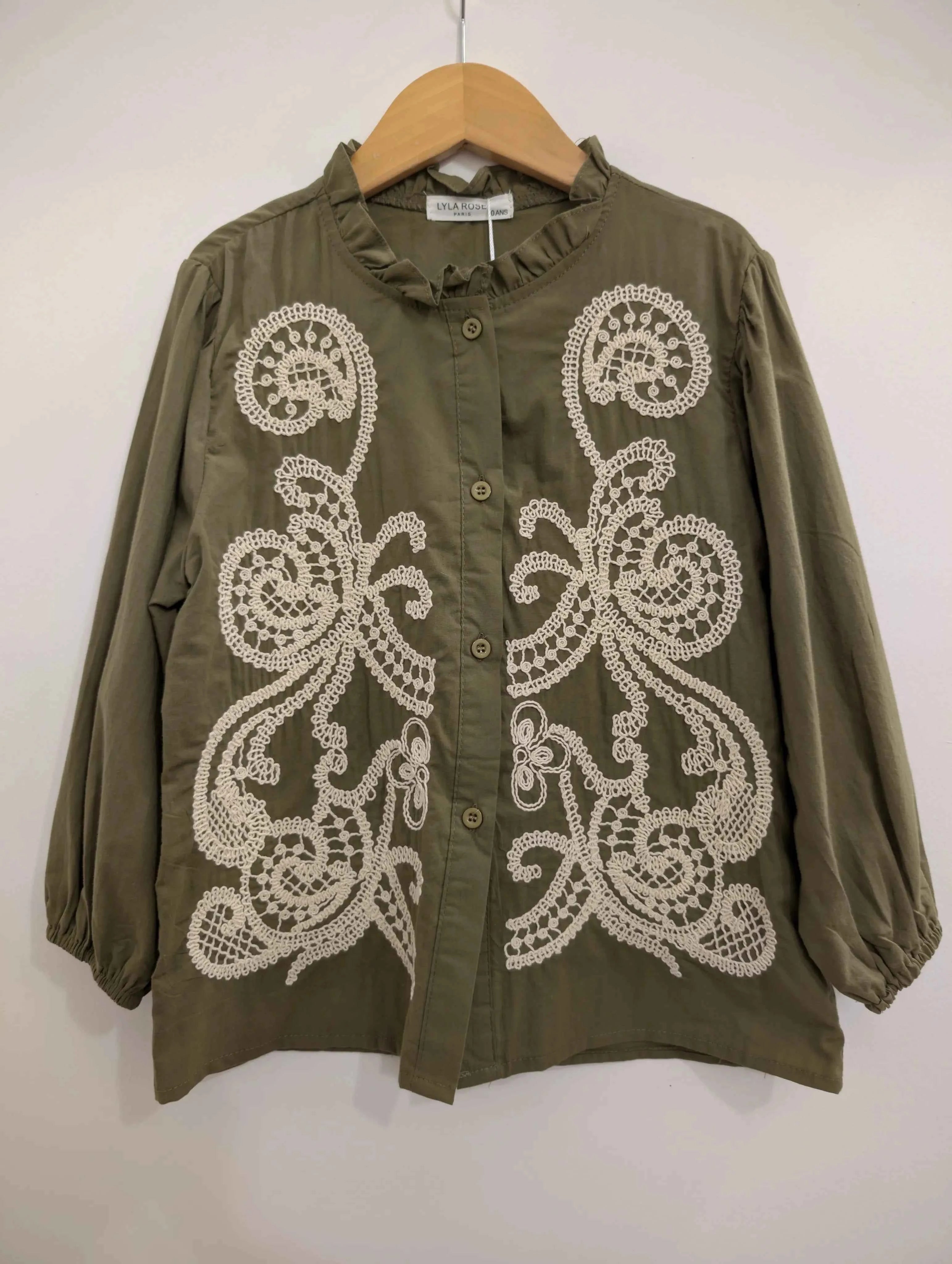 Chemise kaki broderie