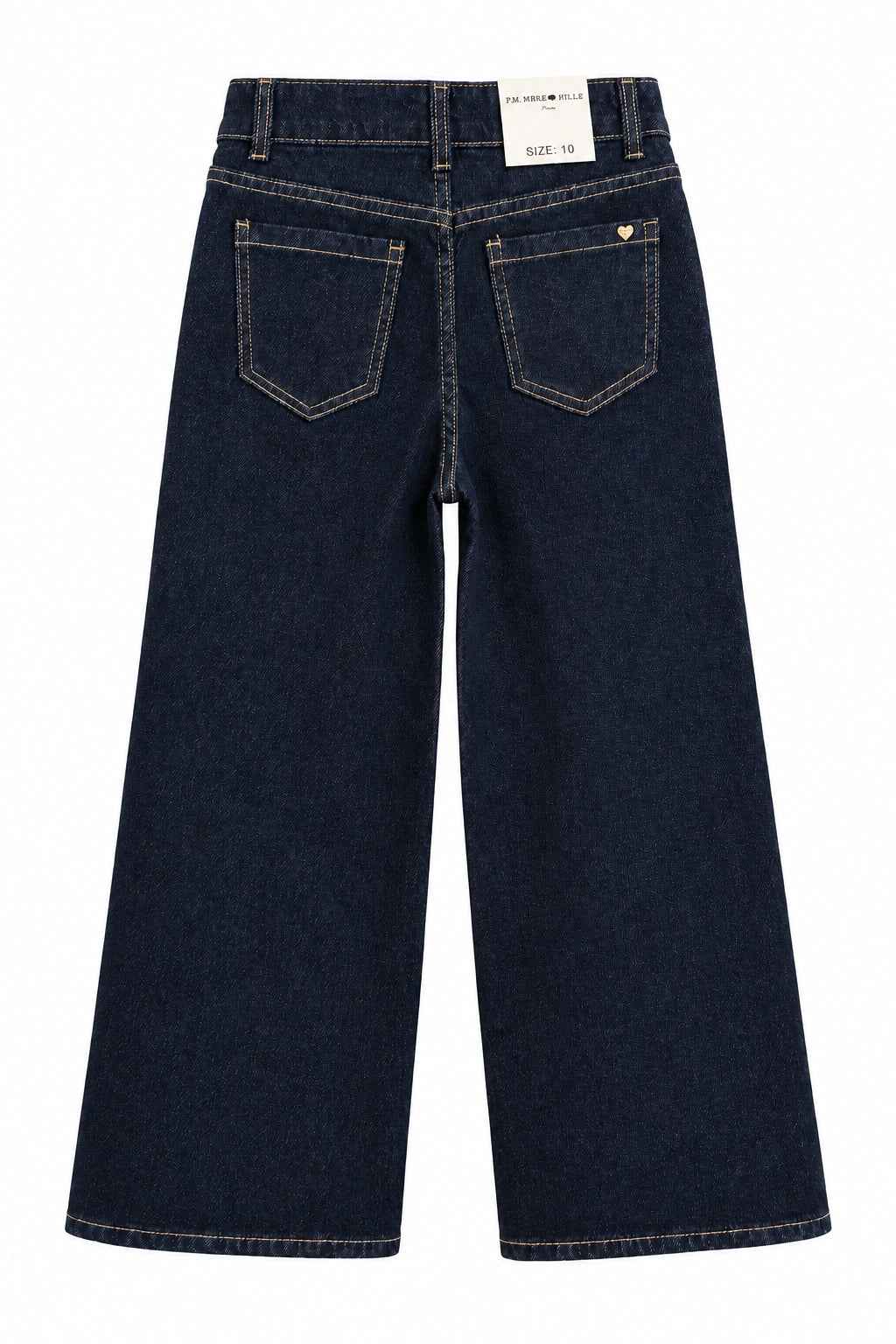 Jean large fille Alméa brut – détail cœur doré