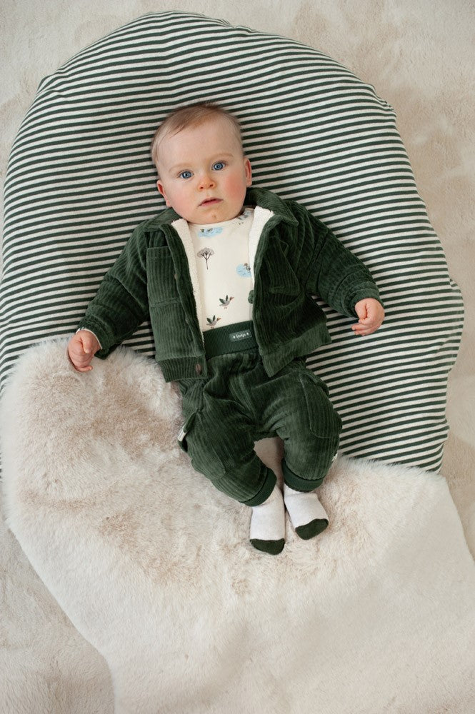 Pantalon cargo bébé garçon velours côtelé vert Nélio