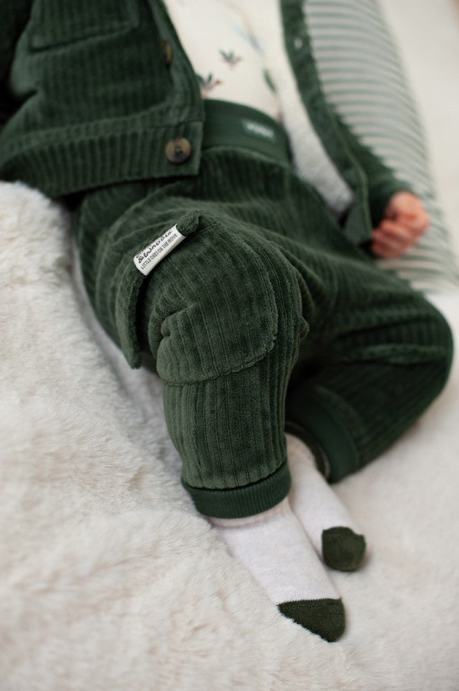 Pantalon cargo bébé garçon velours côtelé vert Nélio
