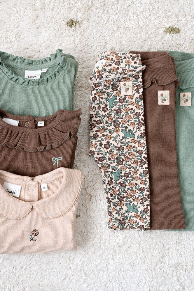 Legging bébé fille chocolat à volant Ophéline
