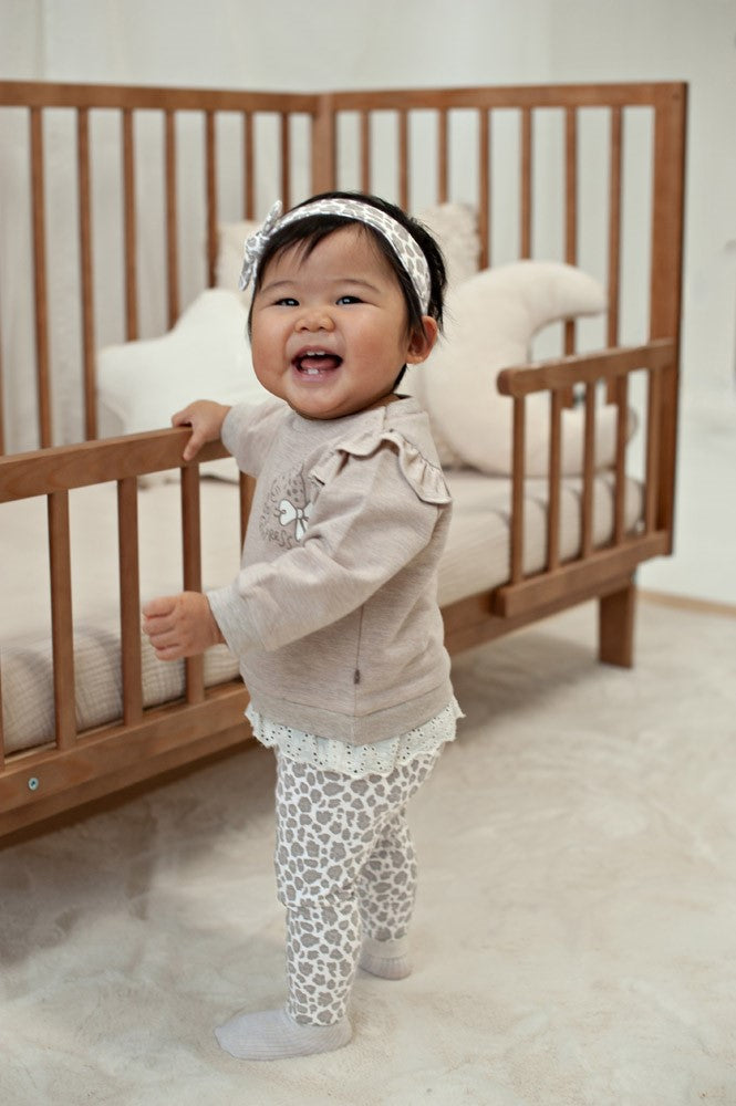 Sweat bébé fille beige à volants Thélia