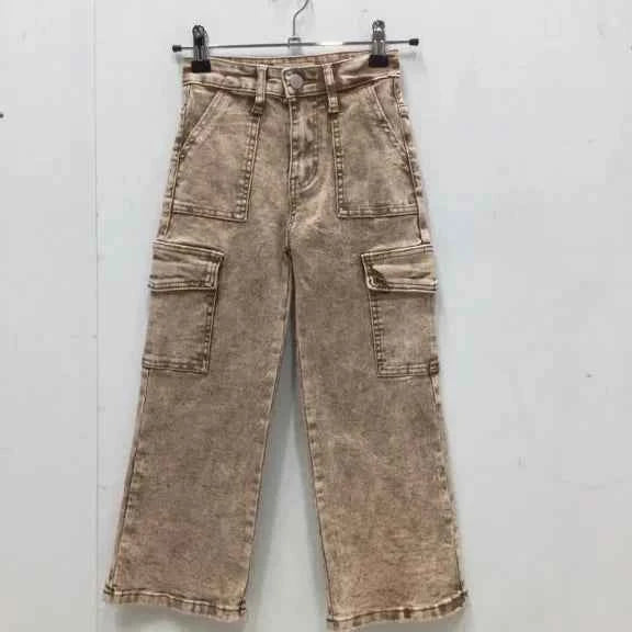 Pantalon cargo beige effet délavé