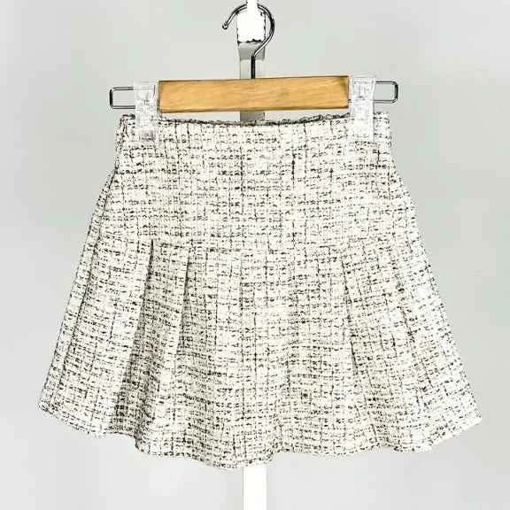 Jupe plissée effet tweed