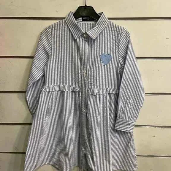 Robe chemise cœur rayée