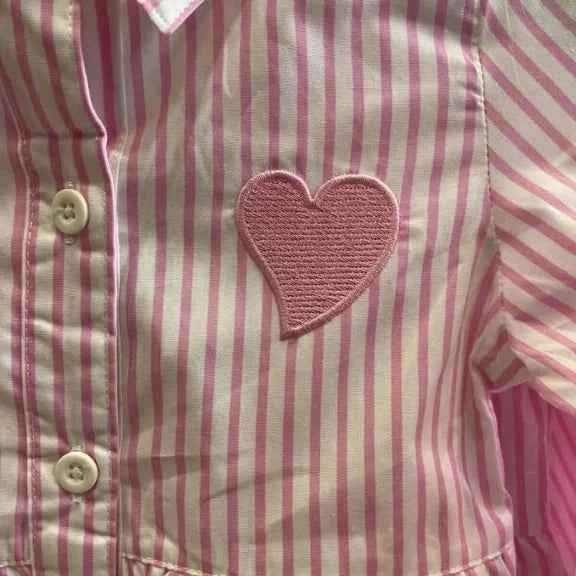 Robe chemise cœur rayée