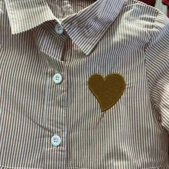 Robe chemise cœur rayée