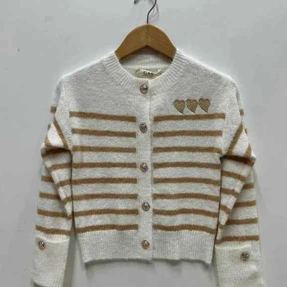 Gilet rayé à cœurs