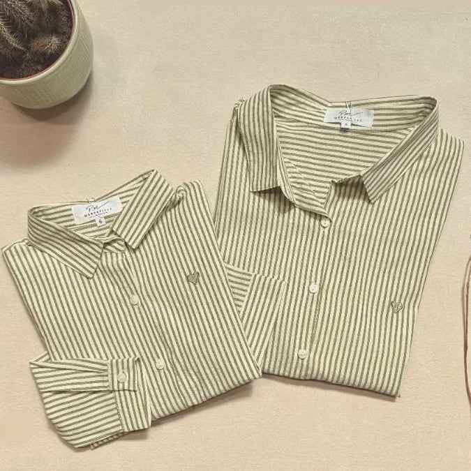 Chemise rayée verte