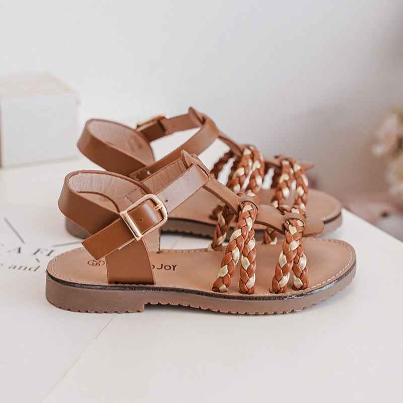 Sandalette camel et or