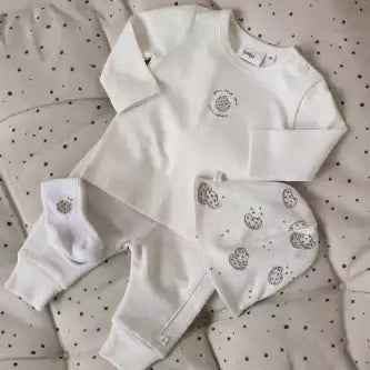 Bonnet cookie naissance chiné