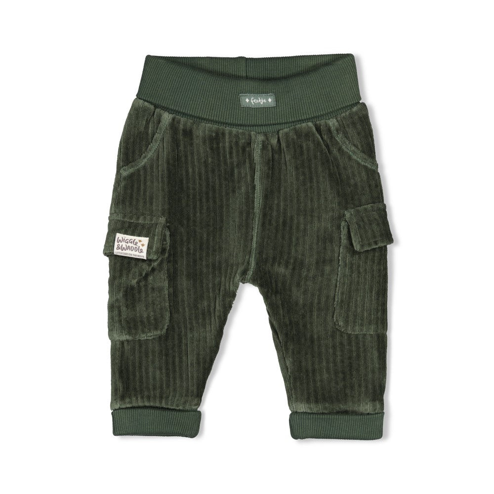 Pantalon cargo bébé garçon velours côtelé vert Nélio