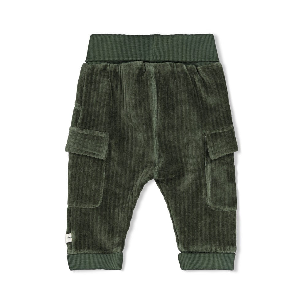 Pantalon cargo bébé garçon velours côtelé vert Nélio
